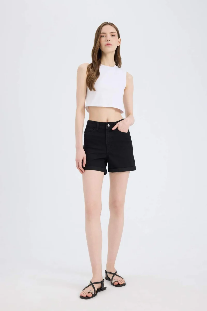 DeFacto Normal Waist Folded Leg Jean Shorts