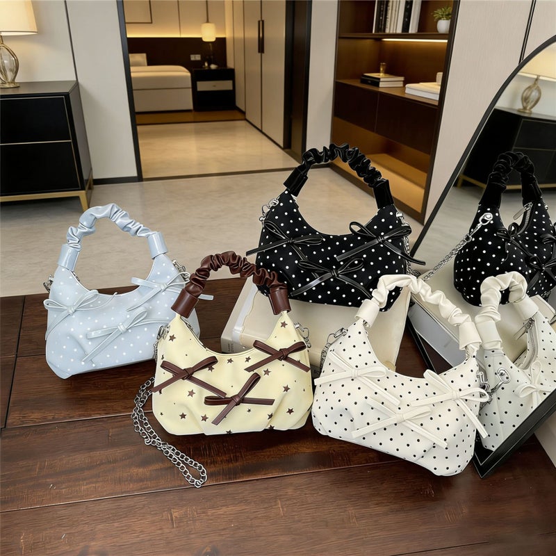Polka Dot Bow Dumpling Shoulder Bag - Image 2