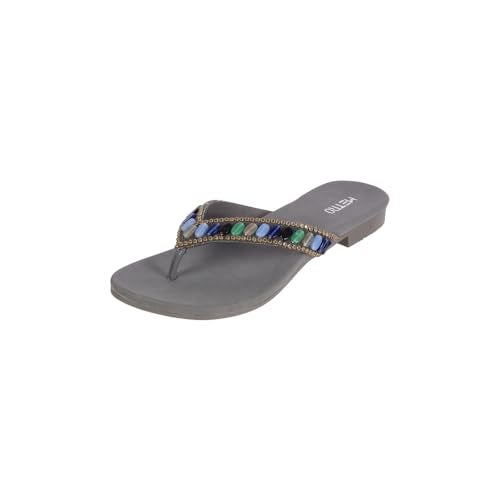 Metro Women Gun Metal Synthetic Embellished Ethnic Casual Slip-on Sandal UK/7 EU/40 (35-1245) - Image 1