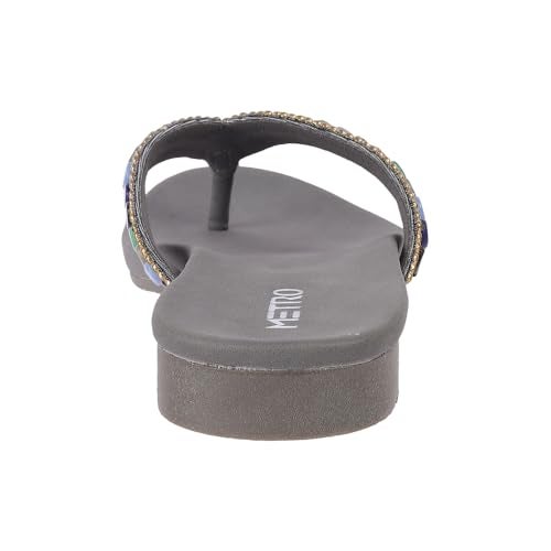 Metro Women Gun Metal Synthetic Embellished Ethnic Casual Slip-on Sandal UK/7 EU/40 (35-1245) - Image 5