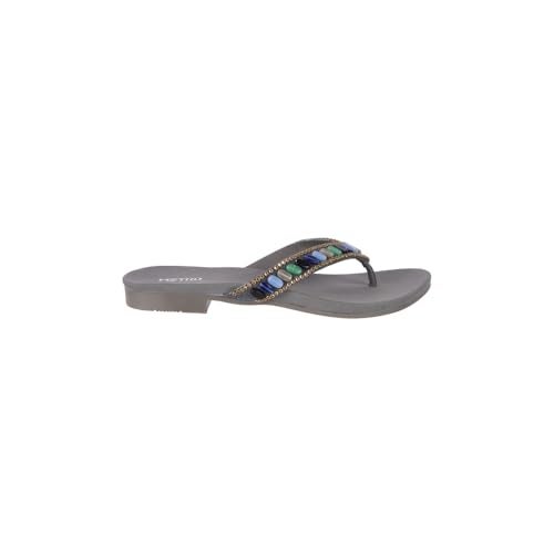 Metro Women Gun Metal Synthetic Embellished Ethnic Casual Slip-on Sandal UK/7 EU/40 (35-1245) - Image 4