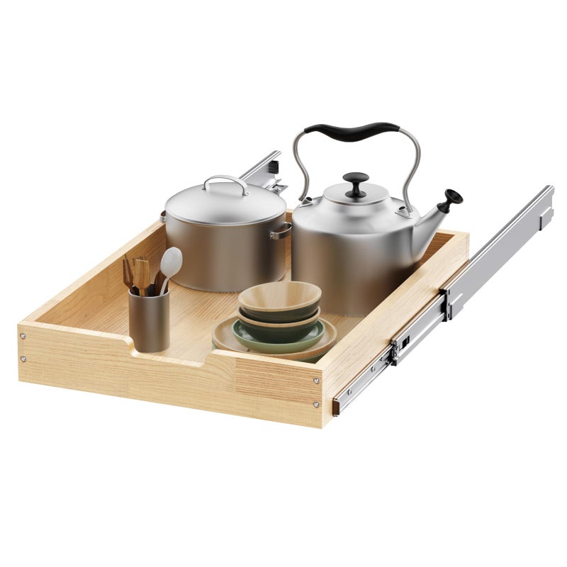 Sikarou Wood Pull Out Cabinet Organizer 14 W x 21 D HeavyDuty Sliding Drawers for Inside Cabinets Storage and Organization for Kitchen Pantry Bathroom