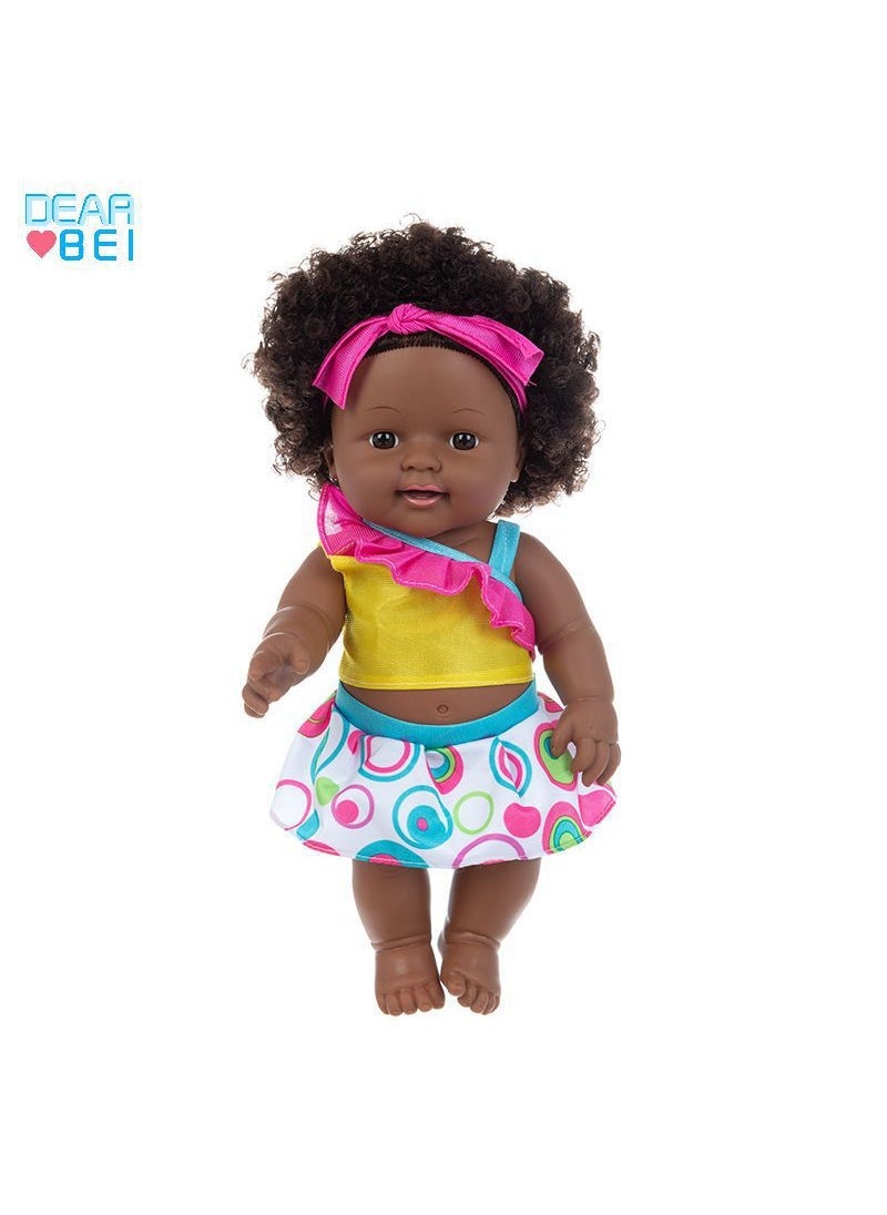 12 Soft Vinyl Reborn African Doll Toy Q12-005C Sugar Ring Shoulder Jacket 