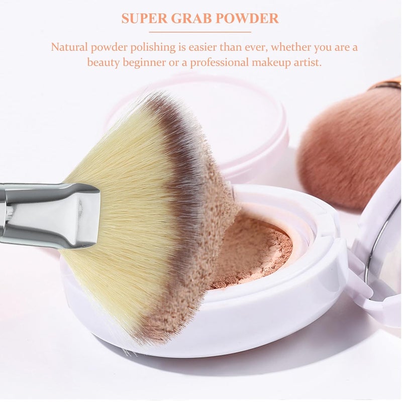 2pcs Face Makeup Brush Set for Loose Powder Highlighting, Large Fan Brushes with Soft White and Short Handles, Facial Makeup Tools for Setting Powder and Blush Application - Image 3