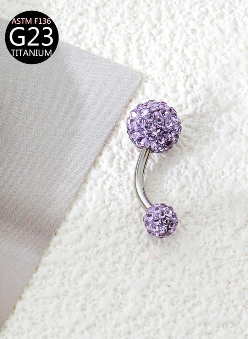 إينوشا إبرة سرة من التيتانيوم الفضي المقاوم للحساسية مع كرة سيراميك بنفسجية - تصميم أنيق وعصري - Image 1
