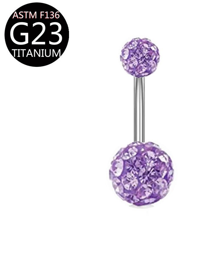 إينوشا إبرة سرة من التيتانيوم الفضي المقاوم للحساسية مع كرة سيراميك بنفسجية - تصميم أنيق وعصري - Image 2