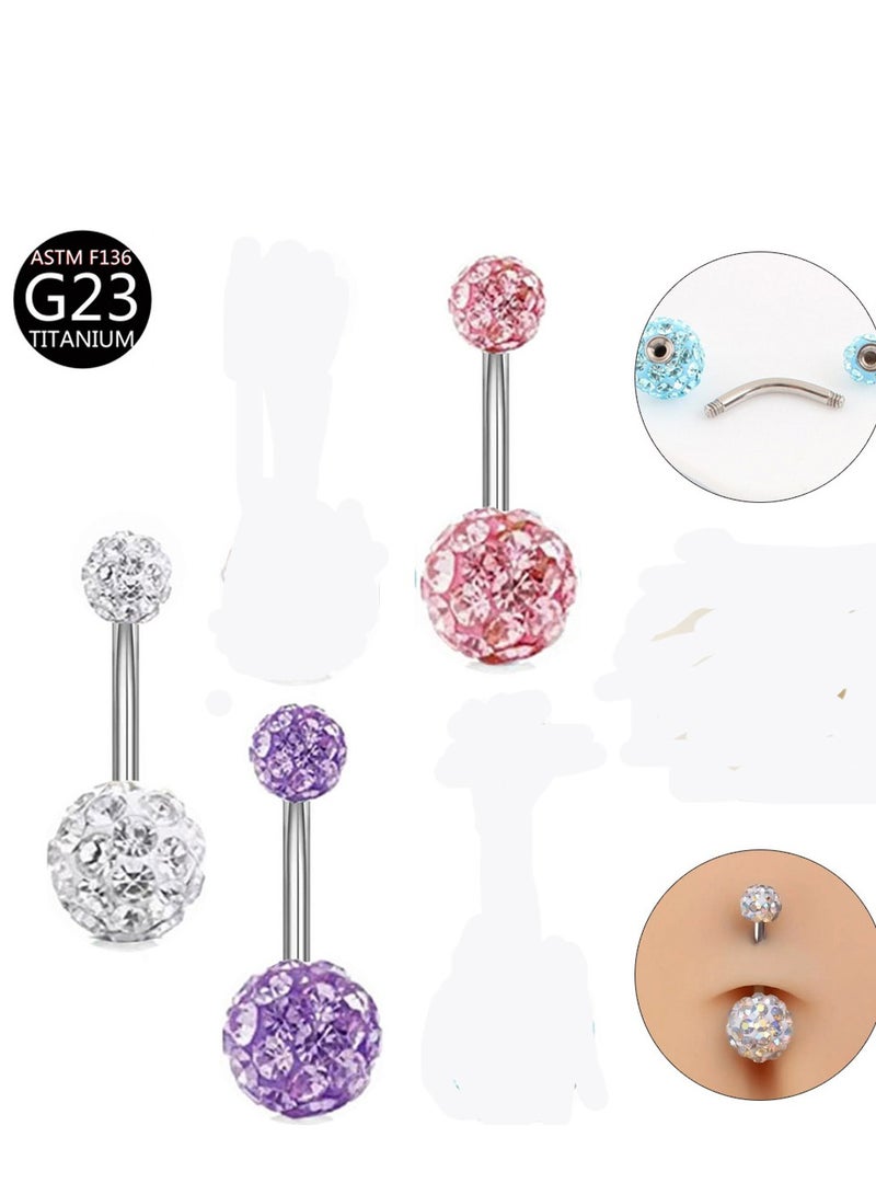 إينوشا إبرة سرة من التيتانيوم الفضي المقاوم للحساسية مع كرة سيراميك بنفسجية - تصميم أنيق وعصري - Image 4