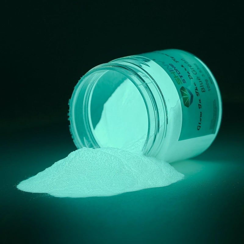 Shiny Stone Glow in The Dark Powder Pigment, Neutral and Fluorescent Colorful Luminous Pigment Powder for Painting, Epoxy Resin Colorant, DIY Crafts and Theme Party,100g/3.53oz (Blue Green) - Image 2