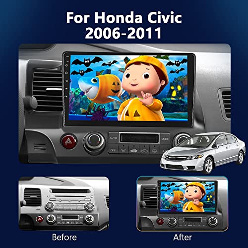 Podofo بودوفو لهوندا سيفيك 2006 2007 2008 2009 2010 2011 راديو سيارة أندرويد مع شاشة تعمل باللمس 10.1" بلوتوث مع مستقبلات صوتية مع نظام ملاحة GPS واي فاي ومرآة رابط وAirplay وكاميرا خلفية. - Image 2