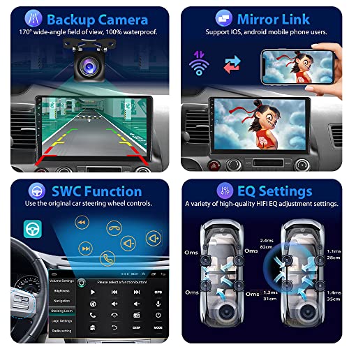 Podofo بودوفو لهوندا سيفيك 2006 2007 2008 2009 2010 2011 راديو سيارة أندرويد مع شاشة تعمل باللمس 10.1" بلوتوث مع مستقبلات صوتية مع نظام ملاحة GPS واي فاي ومرآة رابط وAirplay وكاميرا خلفية. - Image 4