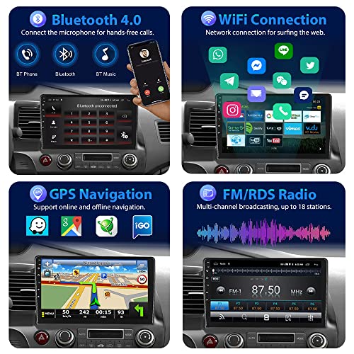 Podofo بودوفو لهوندا سيفيك 2006 2007 2008 2009 2010 2011 راديو سيارة أندرويد مع شاشة تعمل باللمس 10.1" بلوتوث مع مستقبلات صوتية مع نظام ملاحة GPS واي فاي ومرآة رابط وAirplay وكاميرا خلفية. - Image 3