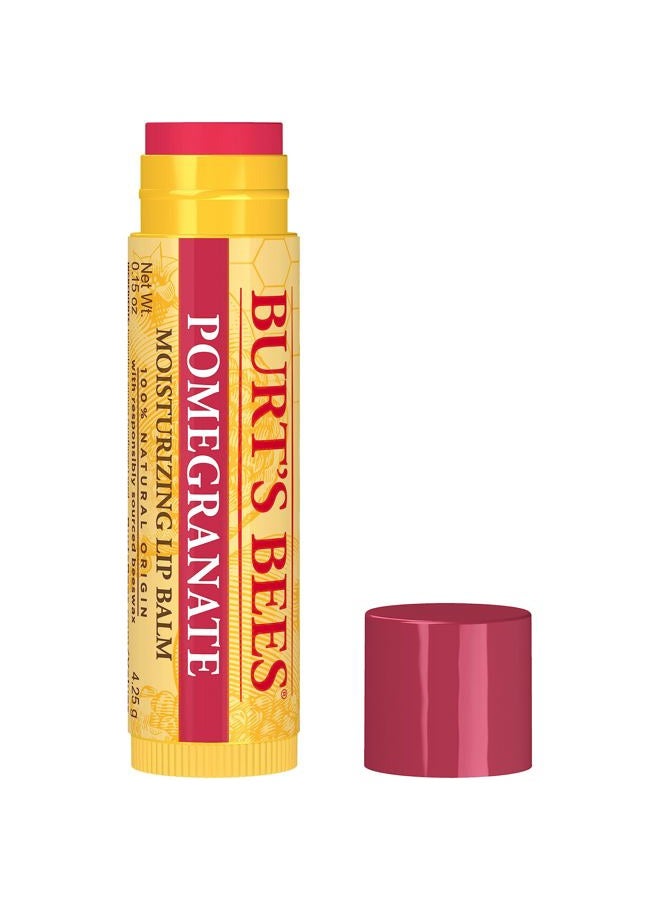 Burt's Bees Pomegranate Lip Balm, Lip Moisturizer With Responsibly Sourced Beeswax, Tint-Free, Natural Conditioning Lip Treatment, 1 Tube, 0.15 oz. - Image 1