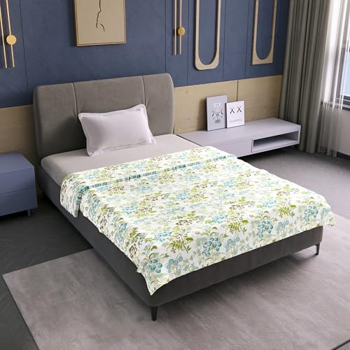 Divine Casa Floret 100% Cotton Single Dohar | 120 GSM | Soft & Lightweight Throw Blanket | Cozy & Breathable Bedding | All-Season Comfort | 210 x 140 CM, Floral Breeze - Image 2