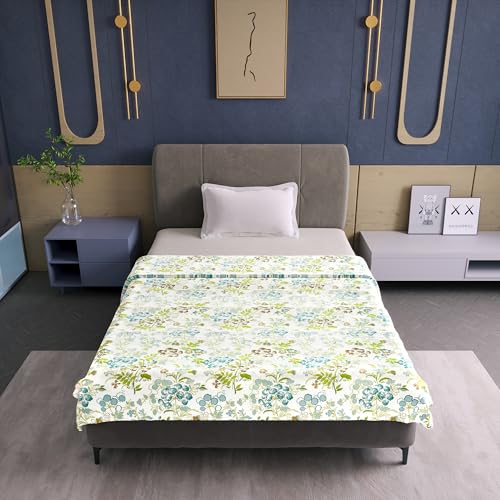 Divine Casa Floret 100% Cotton Single Dohar | 120 GSM | Soft & Lightweight Throw Blanket | Cozy & Breathable Bedding | All-Season Comfort | 210 x 140 CM, Floral Breeze - Image 3