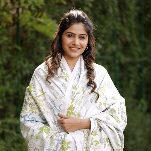 Divine Casa Floret 100% Cotton Single Dohar | 120 GSM | Soft & Lightweight Throw Blanket | Cozy & Breathable Bedding | All-Season Comfort | 210 x 140 CM, Floral Breeze - Image 4