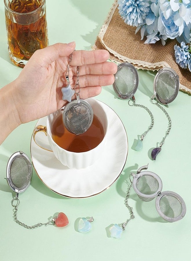 UNICRAFTALE 6pcs Ball Loose Tea Strainer Round Stainless Steel Mesh Tea Infusers with Heart Moon Star Gemstone Holder Tea Mesh Strainer Tea Filters Set for Brew Tea, Spices & Seasoning - Image 4