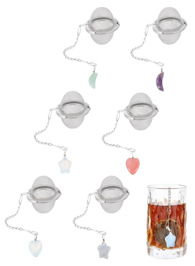 UNICRAFTALE 6pcs Ball Loose Tea Strainer Round Stainless Steel Mesh Tea Infusers with Heart Moon Star Gemstone Holder Tea Mesh Strainer Tea Filters Set for Brew Tea, Spices & Seasoning - Image 1