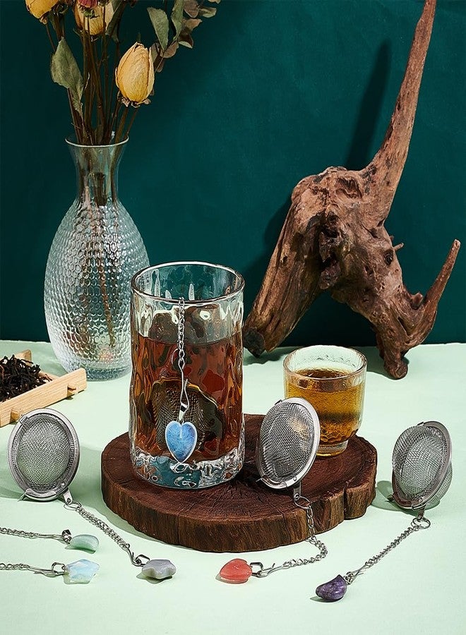 UNICRAFTALE 6pcs Ball Loose Tea Strainer Round Stainless Steel Mesh Tea Infusers with Heart Moon Star Gemstone Holder Tea Mesh Strainer Tea Filters Set for Brew Tea, Spices & Seasoning - Image 2