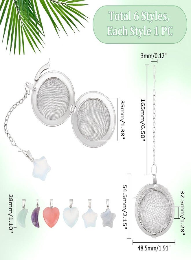 UNICRAFTALE 6pcs Ball Loose Tea Strainer Round Stainless Steel Mesh Tea Infusers with Heart Moon Star Gemstone Holder Tea Mesh Strainer Tea Filters Set for Brew Tea, Spices & Seasoning - Image 3