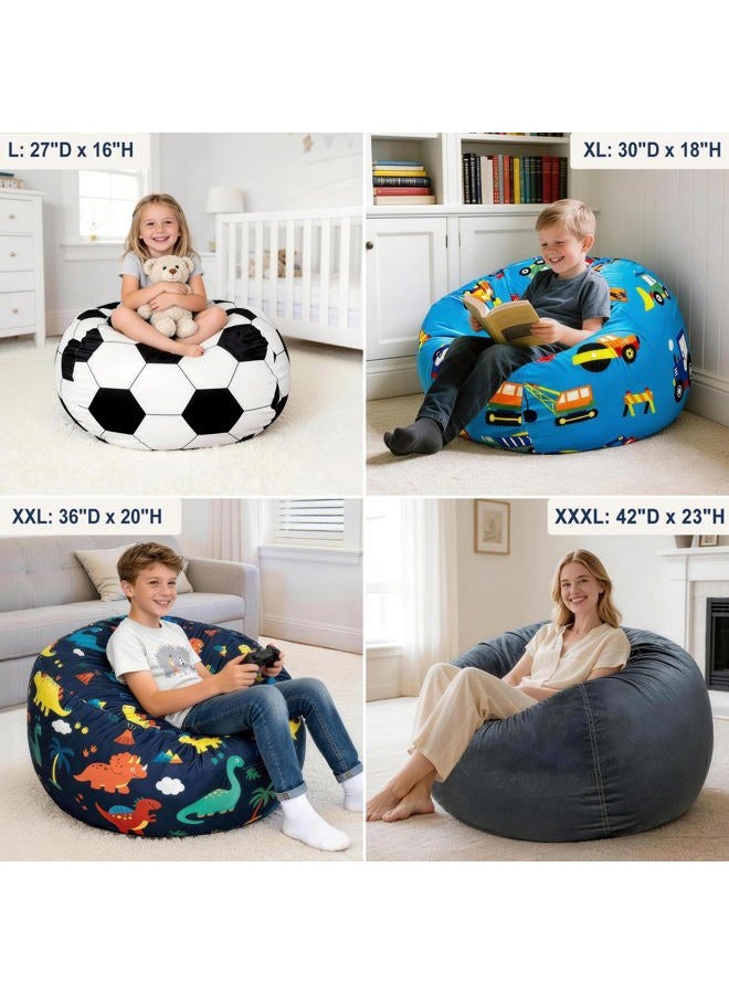 Lukeight Soccer Stuffed Animals Storage Bean Bag Chair Cover - Premium Velvet Organizer with YKK Zipper Holds 60+ Plush Toys, Washable Kids Room Decor (No Filling, Large) - Image 4