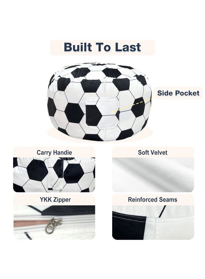 Lukeight Soccer Stuffed Animals Storage Bean Bag Chair Cover - Premium Velvet Organizer with YKK Zipper Holds 60+ Plush Toys, Washable Kids Room Decor (No Filling, Large) - Image 5