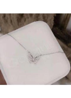 Butterfly Necklace Women Lock Bone Chain Non-fading Harajuku Style High-end Simple Engraving Trendy Cross Chain Alloy Pendant Butterfly necklace Silver