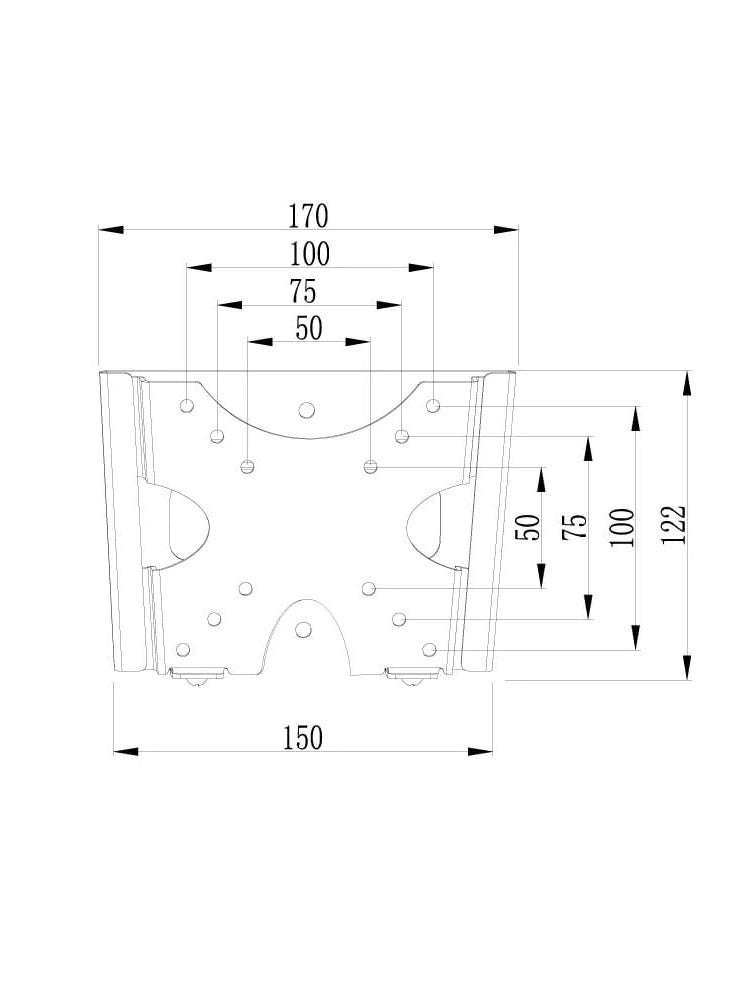 بيتيك حامل جداري ثابت للتلفزيون من 10 إلى 32 بوصة وقوة التحمل 25 كجم،VESA 50x50 &100x100، مزوّد بأقفال أمان، أسود | 1010F - Image 2