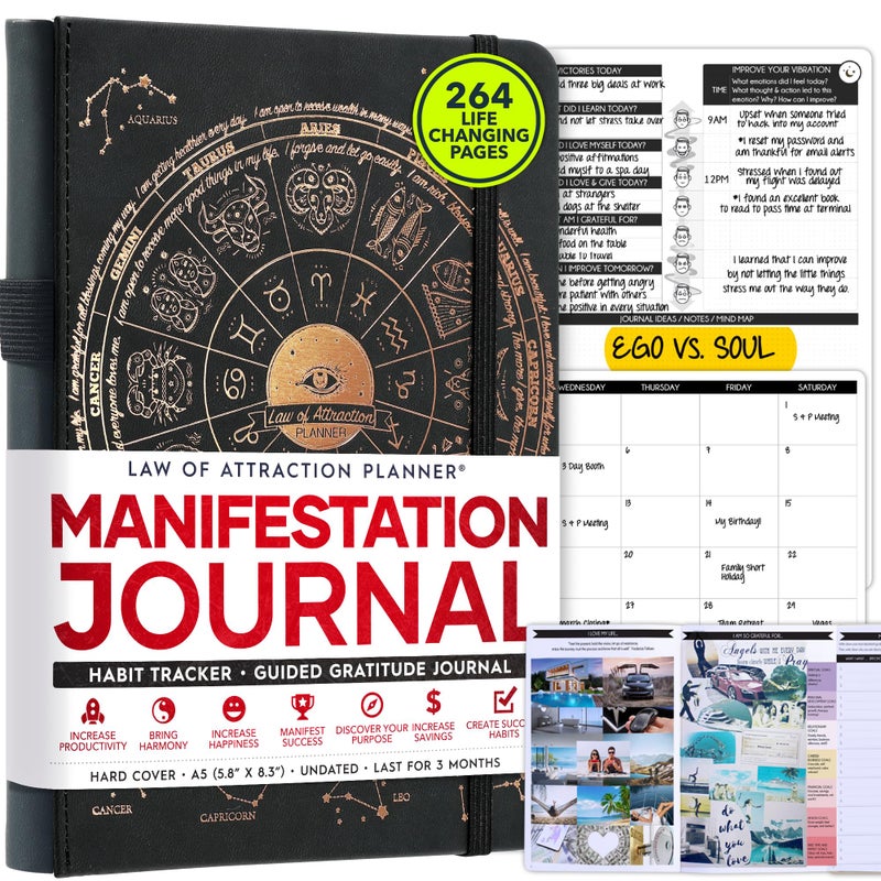 Freedom Mastery Manifestation Journal - 5 Minute Manifesting & Self Care Journal | 90-Day Undated Daily Planner for Positivity, Affirmations & Gratitude | Guided Mindfulness, Reflection | Vision Board + Stickers - Image 1