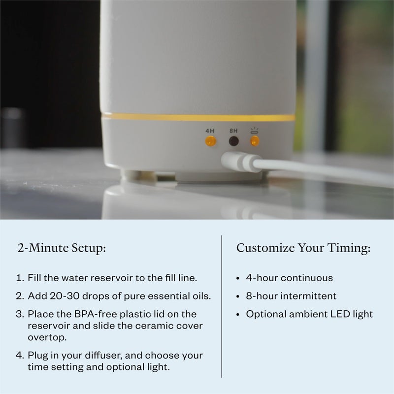 Vitruvi Stone Diffuser, Ceramic Ultrasonic Essential Oil Diffuser for Aromatherapy | Ceramic Diffuser, Diffusers for Home, Oil Diffuser, Housewarming Gift, Original Diffuser | White, 90ml Capacity - Image 5