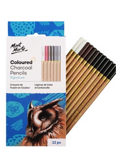 Mont Marte 12-Piece Coloured Charcoal Pencils Multicolour  - Image 1