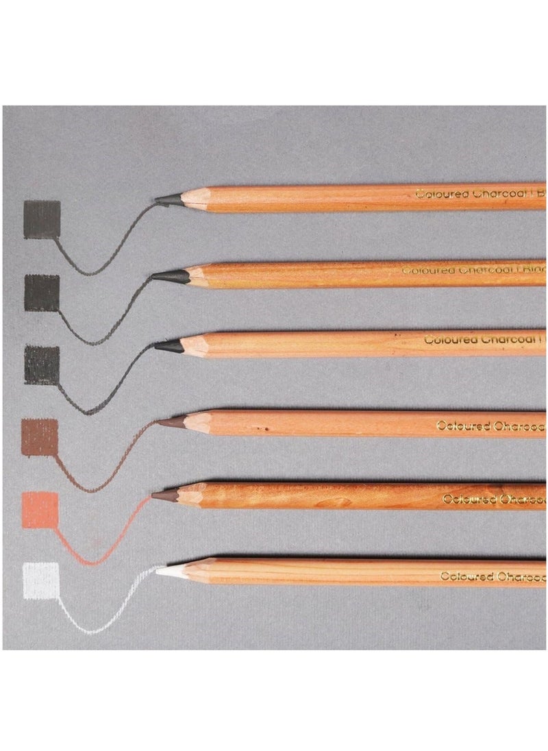 12-Piece Coloured Charcoal Pencils Multicolour
