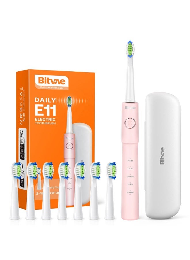 Bitvae BV E11 Electric Toothbrush for Adults, Automatic Electric Toothbrush, 5 Modes, 8 Heads, Travel Toothbrush with Case - Image 1