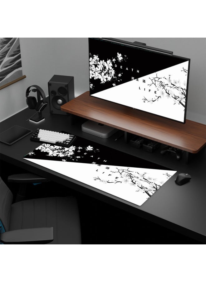 Ink Cherry Blossom Mouse Pad Large Office Desk Pad Dead Life Black And White Series Mouse Pad Rubber Non-slip-Color:400*900*2MM-Pattern:Pattern 4  - Image 3