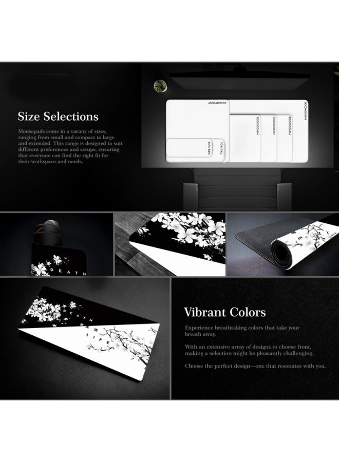Ink Cherry Blossom Mouse Pad Large Office Desk Pad Dead Life Black And White Series Mouse Pad Rubber Non-slip-Color:400*900*2MM-Pattern:Pattern 4  - Image 5