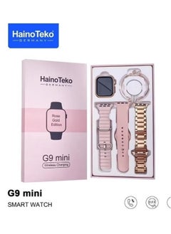 G9 Mini Smart Watch with Two Set Strap (41mm) | HD Smart Display, Rose Gold Edition | Wireless Charger & Beautiful Bracelet for Ladies | Stylish, Sleek, and Functional Smartwatch for Fitness, Calls & Notifications