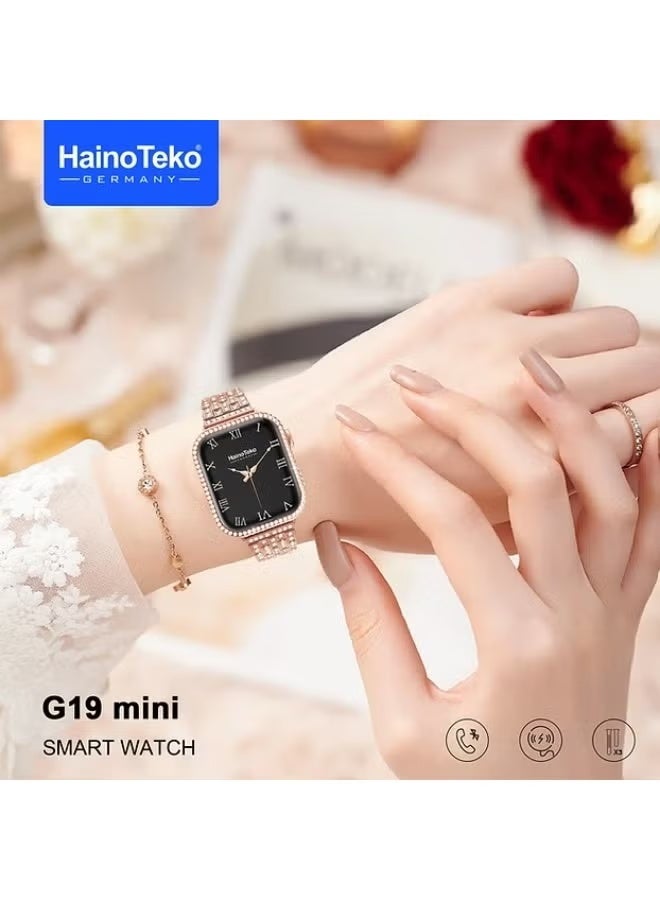 Haino Teko G19 Mini Smart Watch with Two Set Strap (41mm) | HD Smart Display, Rose Gold Edition | Wireless Charger & Beautiful Bracelet for Ladies | Stylish, Sleek, and Functional Smartwatch for Fitness, Calls & Notifications - Image 2