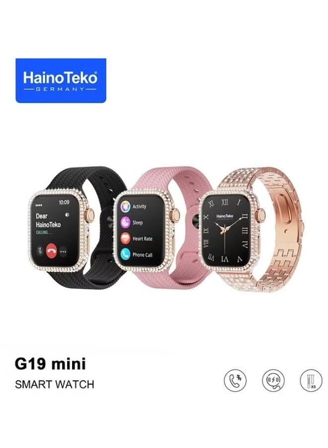 Haino Teko G19 Mini Smart Watch with Two Set Strap (41mm) | HD Smart Display, Rose Gold Edition | Wireless Charger & Beautiful Bracelet for Ladies | Stylish, Sleek, and Functional Smartwatch for Fitness, Calls & Notifications - Image 3