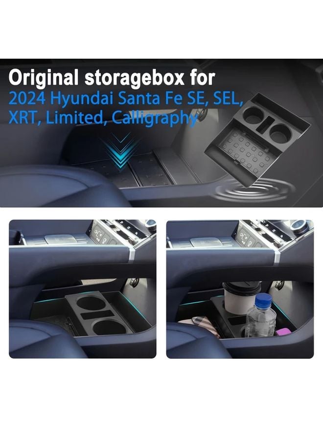 ABS Lower Organizer Tray For Hyundai Santa Fe 2024 2025 Center Console Storage Box With Cup Holders - Image 2