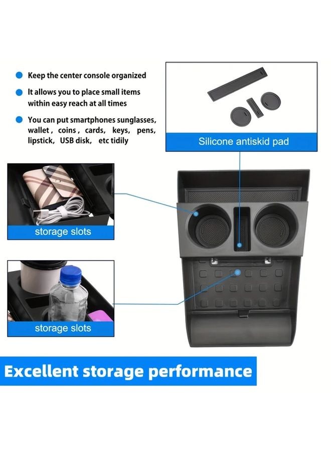 ABS Lower Organizer Tray For Hyundai Santa Fe 2024 2025 Center Console Storage Box With Cup Holders - Image 4