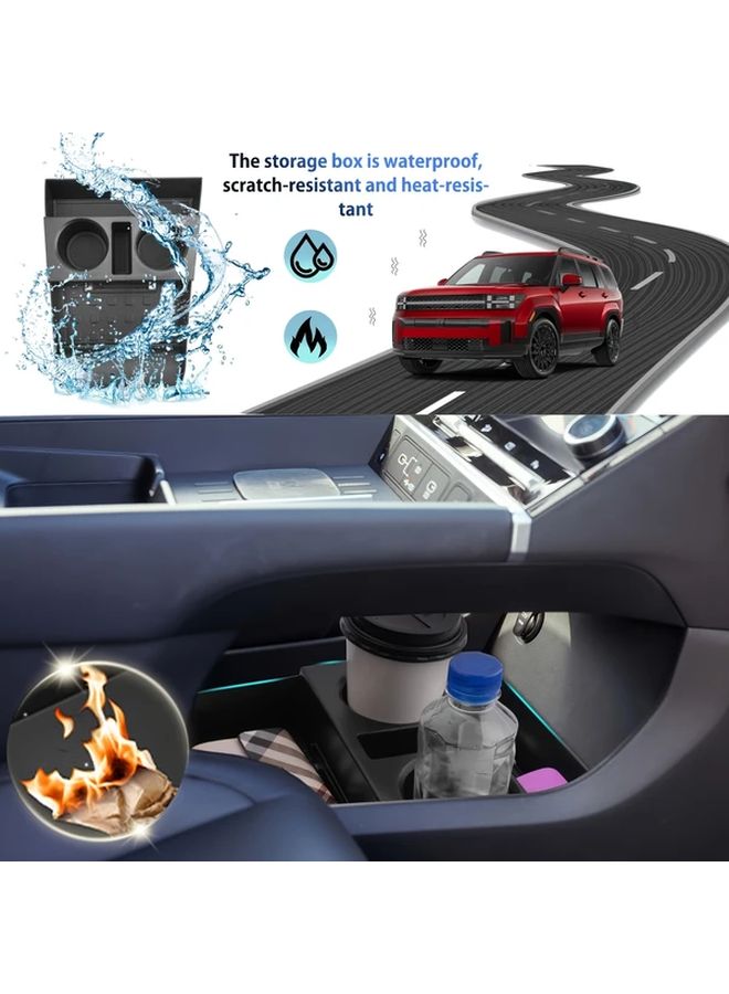 ABS Lower Organizer Tray For Hyundai Santa Fe 2024 2025 Center Console Storage Box With Cup Holders - Image 5
