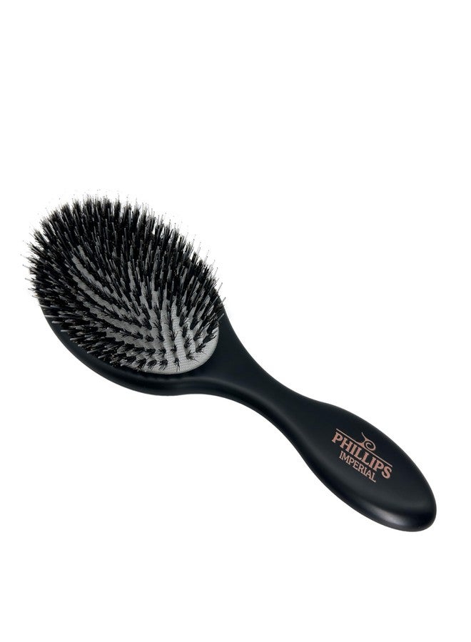 Phillips Brush Imperial Black Oval Cushion Boar Hair Bristles Reinforced by Nylon, Anti-Static Anti-Frizz - Image 4