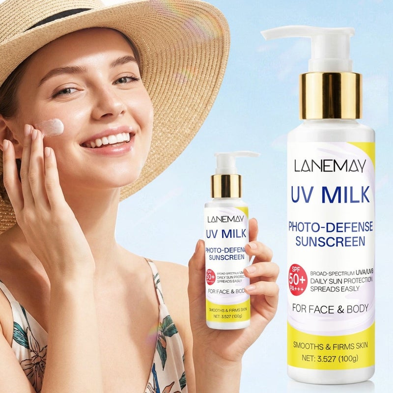 LANEMAY UV Milk Sunscreen Lotion 100g SPF50+ PA+++ for Face and  Body - Image 1