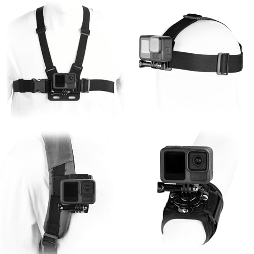BRDRC Accessories Kit for GoPro, Head Chest Mount Strap Harness Backpack Clip Holder Wrist Strap, 360°Rotating Adapter + Quick Release for DJI Action 5 Pro 4 3, for Go Pro Hero Camera Accessory Bundle - Image 1