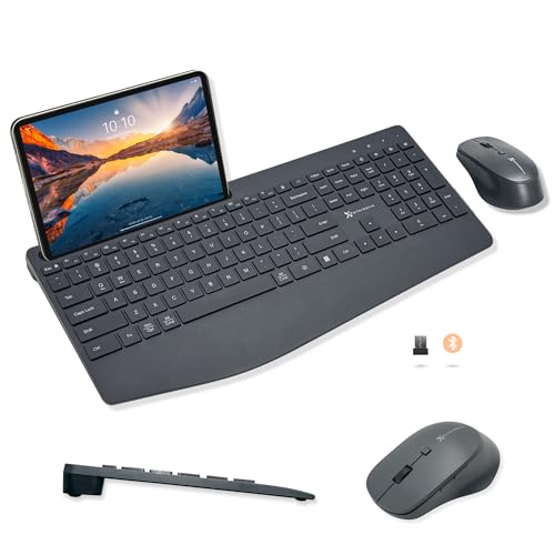X9 Performance X9 Wireless Keyboard and Mouse Combo (Bluetooth + 2.4GHz) - Quiet, Full Size, Multi Device Keyboard and Mouse Wireless Combo with Wrist Rest, Phone Holder for Windows, PC, Laptop, Mac, Phone - Image 1