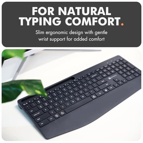 X9 Performance X9 Wireless Keyboard and Mouse Combo (Bluetooth + 2.4GHz) - Quiet, Full Size, Multi Device Keyboard and Mouse Wireless Combo with Wrist Rest, Phone Holder for Windows, PC, Laptop, Mac, Phone - Image 4
