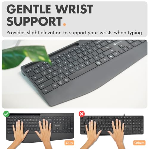 X9 Performance X9 Wireless Keyboard and Mouse Combo (Bluetooth + 2.4GHz) - Quiet, Full Size, Multi Device Keyboard and Mouse Wireless Combo with Wrist Rest, Phone Holder for Windows, PC, Laptop, Mac, Phone - Image 3