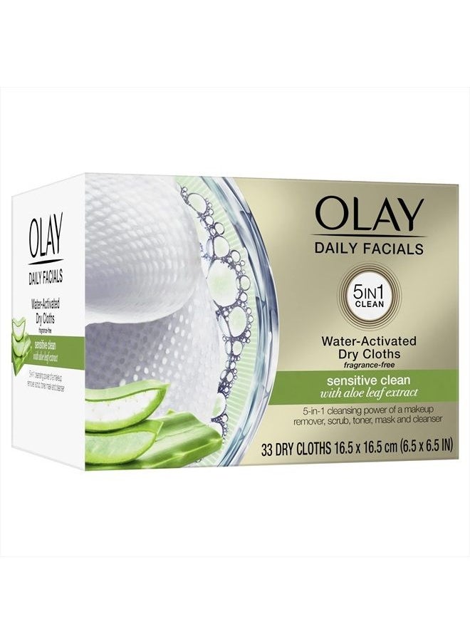 Olay Makeup Remover Wipes by Olay Daily Facials Gentle Clean 5-in-1 Water Activated Cleansing Cloths, 33 count (Pack of 1)  - Image 1