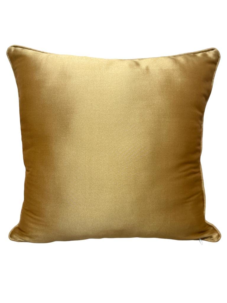 House Of Silko Royal Banarasi Satin Brocade Ivory White and Gold Cushion Cover for Home Decoration (Size-16"x16") Set of 2pcs - Image 5