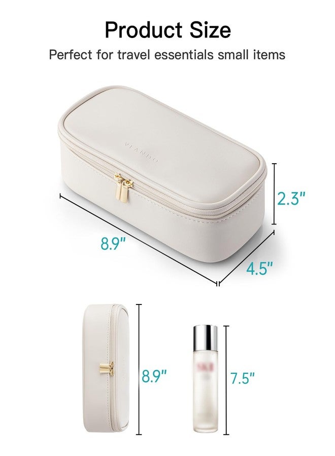 Vlando Travel Makeup Bag,Small Travel Make up Cosmetic Bag for Women Portable Makeup Organizer Case Bag Makeup Brush Organizer Pouch-White - Image 2