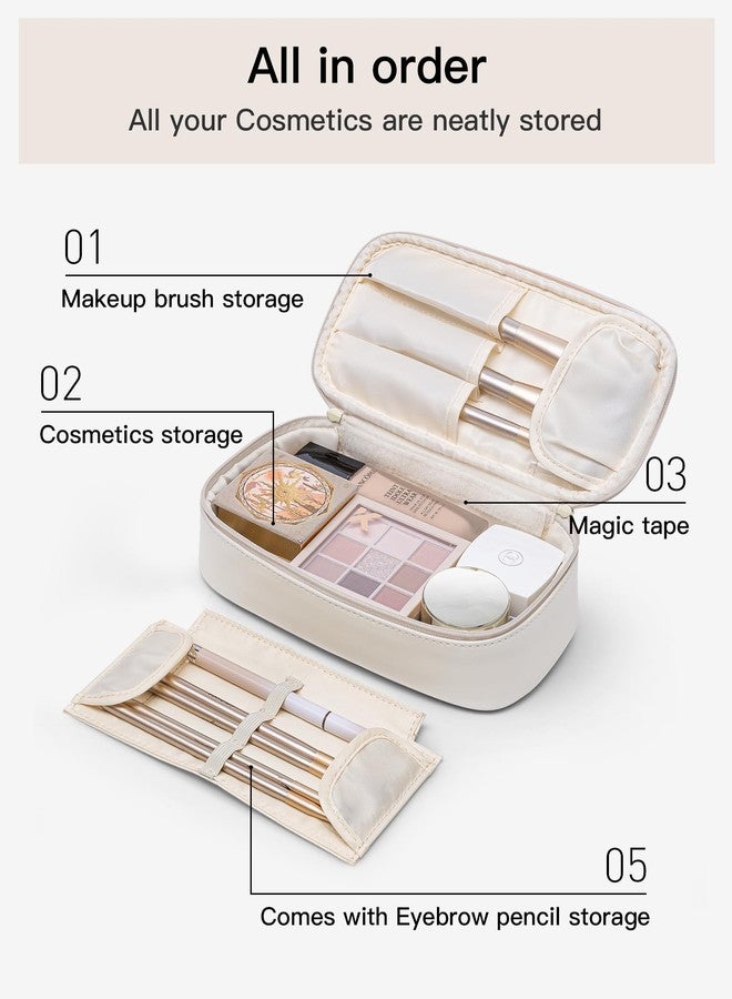 Vlando Travel Makeup Bag,Small Travel Make up Cosmetic Bag for Women Portable Makeup Organizer Case Bag Makeup Brush Organizer Pouch-White - Image 3